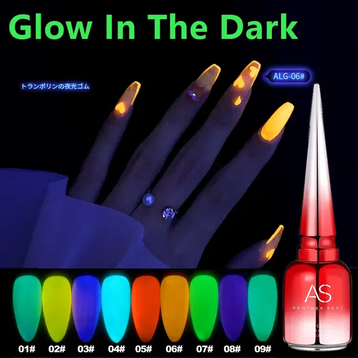 AS Vernis à ongles gel fluorescent vert qui brille dans le noir