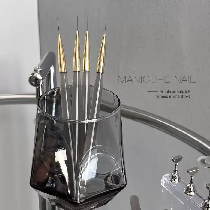 Ensemble de pinceaux professionnels pour Nail Art, 5 pièces, pinceaux à ongles à lignes fines, pince