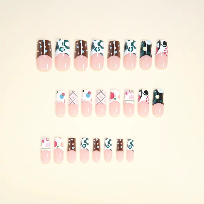 24 pièces doux Cool Style français faux ongles vague Point fleur conceptions épicé fille presse sur 