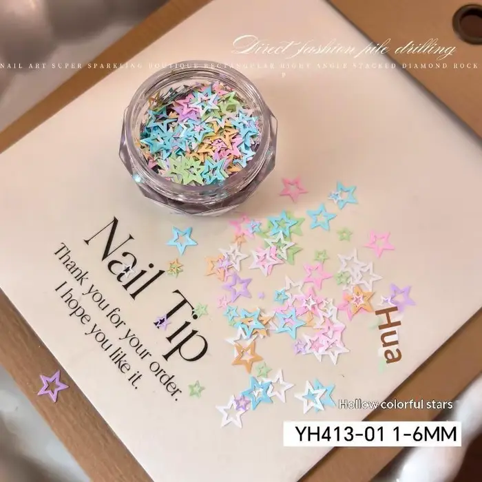 Paillettes de nail art Macaron Pastel creuses, formes variées, couleurs douces pour la décoration de