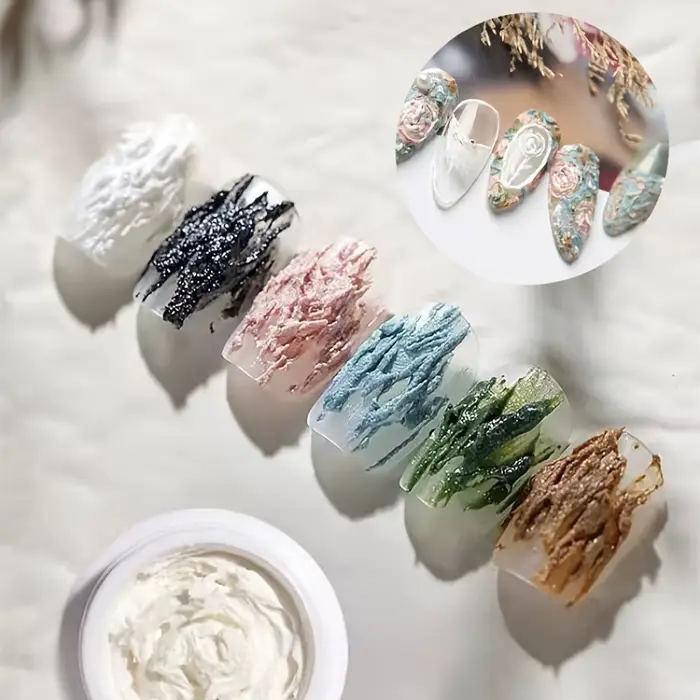 6 couleurs Gel Nail Art plâtre effet 3D sable Texture pas besoin couche de finition Gel vernis UV