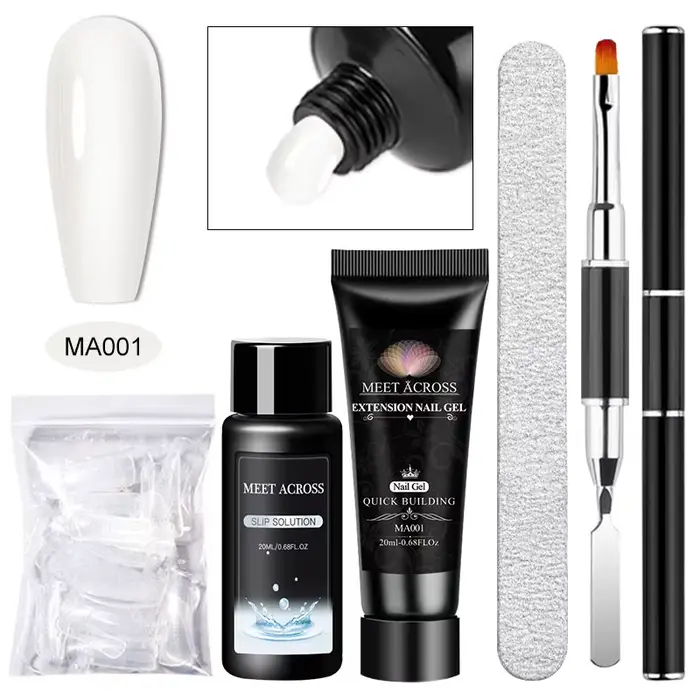 Ensemble de Gel pour ongles en Poly Extension, 5 pièces, blanc clair, nu, rose, vernis de constructi