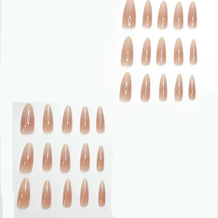 Ongle dégradé minimaliste français long de 24 pièces avec 1 gelée et 1 lime à ongles