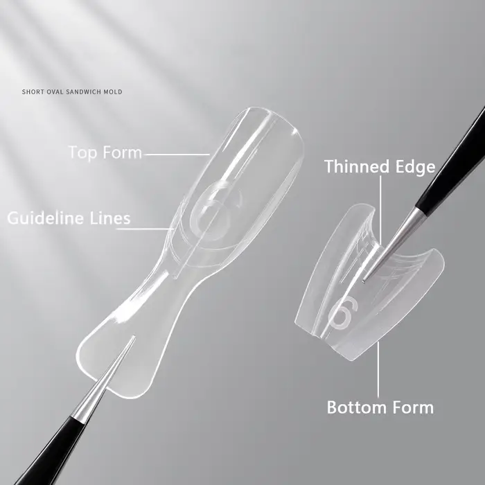 240 Pièces Nouvelles Formes Double pour Ongles Sandwich Réutilisables, Mélange de 15 Tailles, Courte