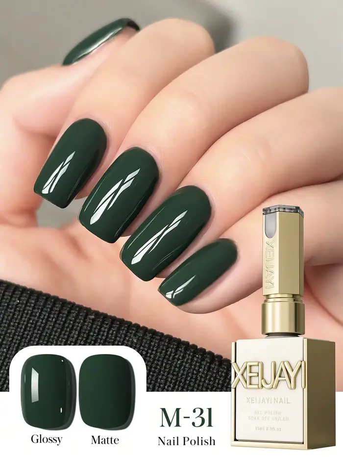 Nouveau 2025 – Vernis à ongles vert militaire uni polyvalent longue tenue