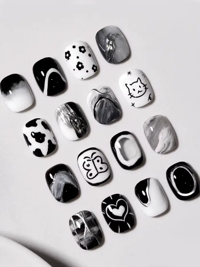 Vernis à ongles Gel noir et blanc