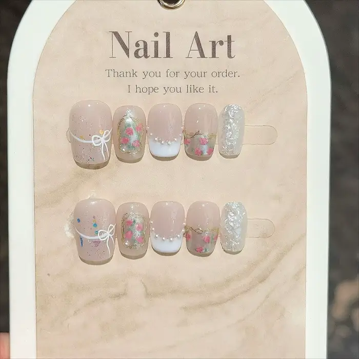 10 pièces français à la main presse sur ongles bleu oeil de chat faux ongles portable à coller ongle