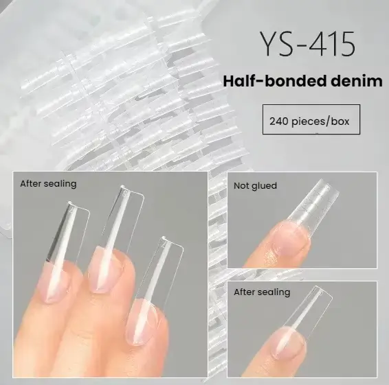 Faux ongles ABS longs et mats sans couture, pointes semi-adhésives avec lignes de mesure pour une Ap