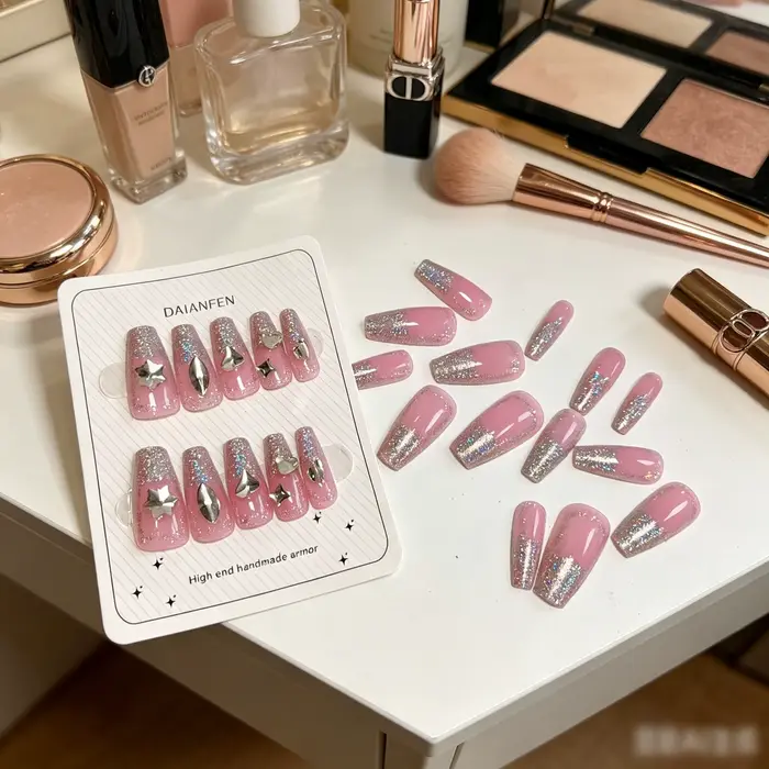 Faux ongles à presser, kit complet de 24 pièces, retrait doux, sans résidus, sans dommage pour la su