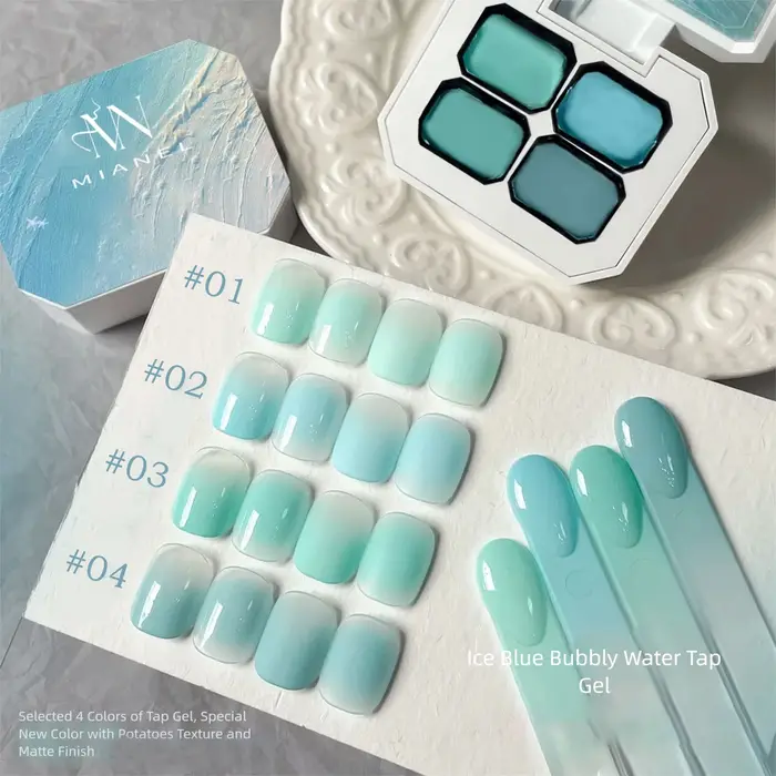 MIANEL 2026 Vernis à Ongles Gelée Transparente Menthe Glacée Bleu Vert Effet Bulles Glacées Longue Durée Haute Brillance pour Ongles Bleus