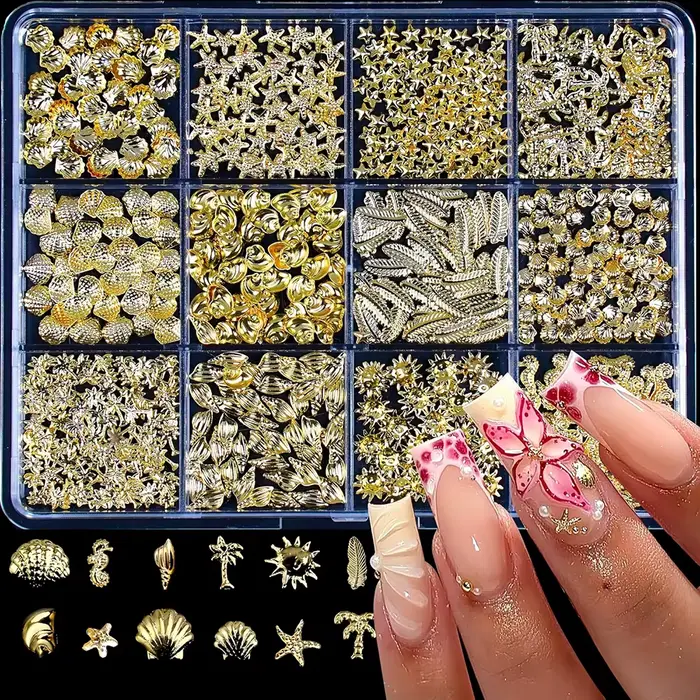 12 Formes Mixtes de Clous Métalliques pour Nail Art