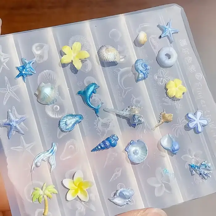 1 morceau de moule d'art d'ongle de style océan