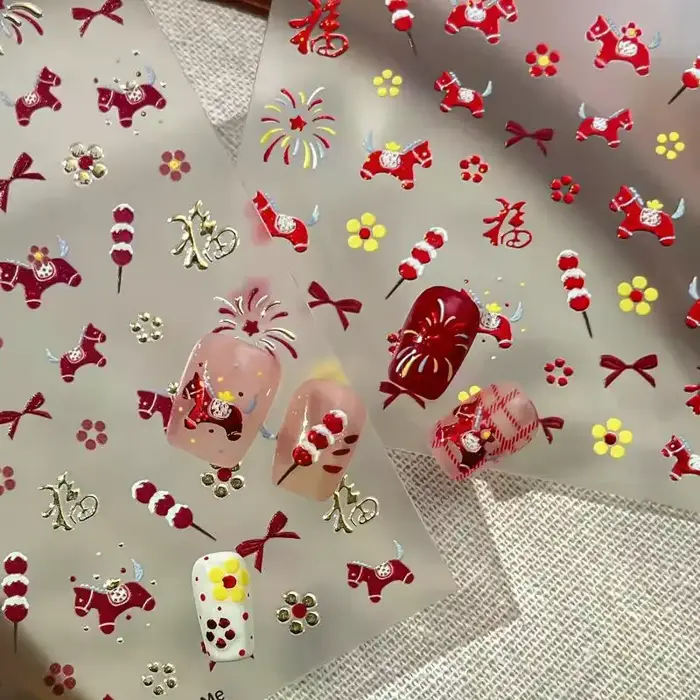 Autocollants pour ongles du Nouvel An chinois 2026