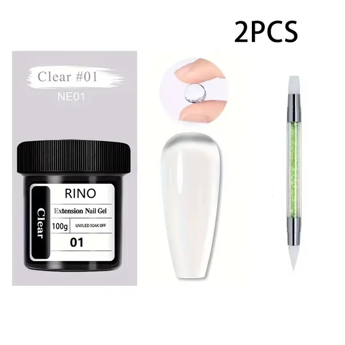 Gel de construction solide anti-adhésif RINO 100g - Transparent, Rose Nude, Colle 3D pour sculpture 