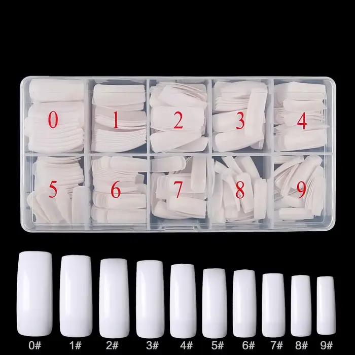 Ensemble de faux ongles en acrylique, demi-couverture artificielle transparente, couverture complète