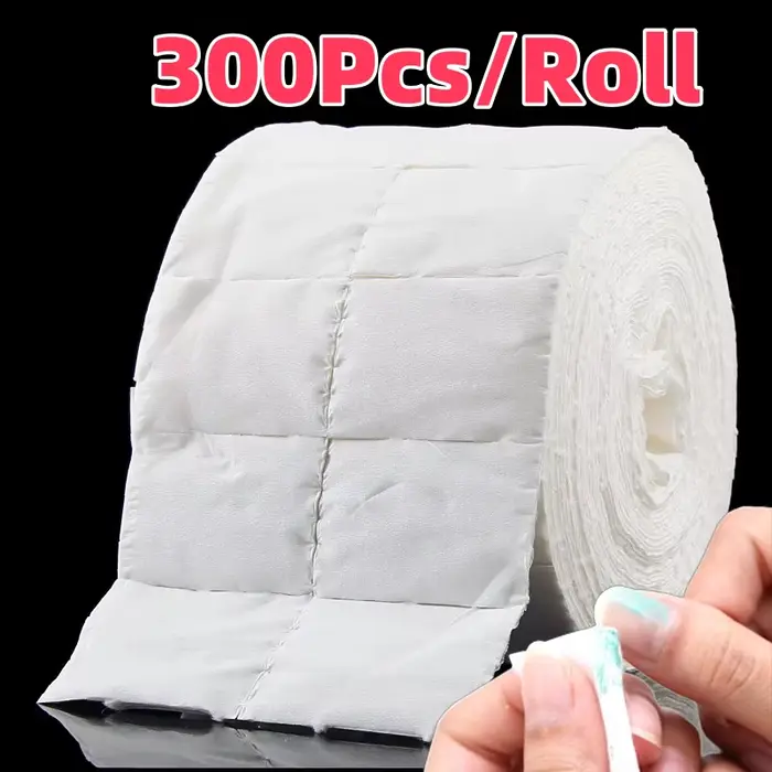 300 pièces/rouleau dissolvant de vernis à ongles tampons de coton blanc déchiré non pelucheux lingettes