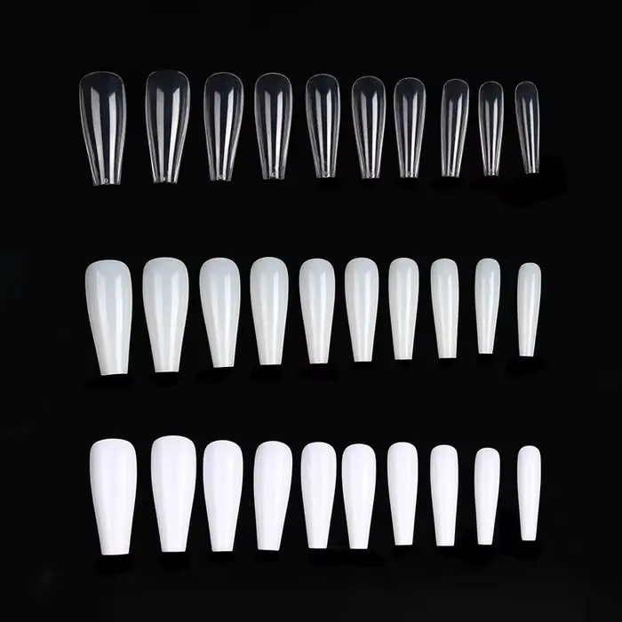 600 pièce/sac longue ballerine cercueil faux ongles conseils clair/couleur naturelle couverture complète