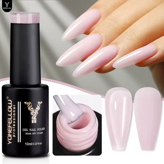 YOKEFELLOW-Verhéritage à Ongles Gel UV Rose Translucide, Soak Off, Gelée Nude, Verhéritage Longue Du