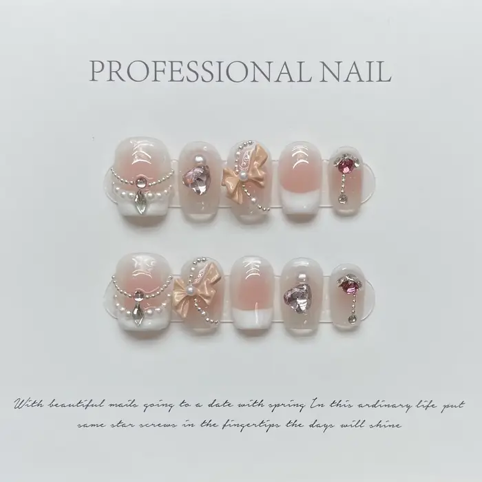Taille S à la main acrylique presse sur ongles court carré rond faux