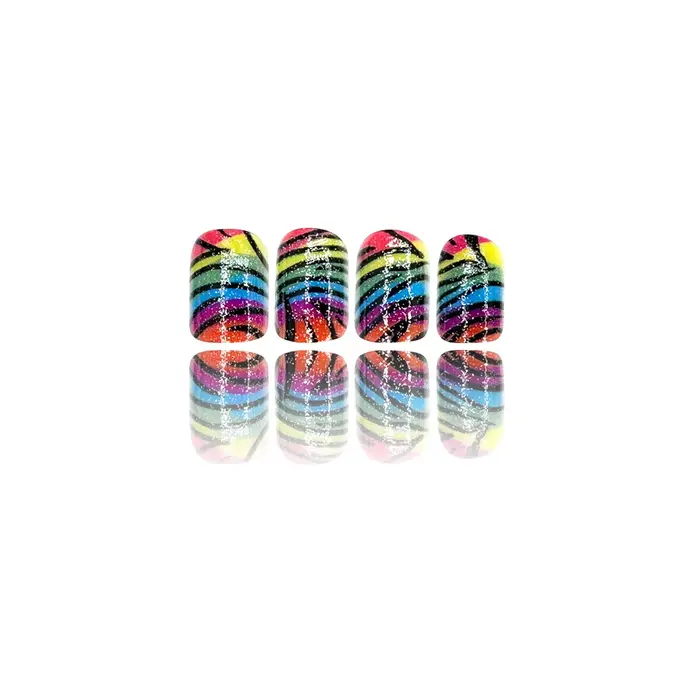 24 faux ongles français imprimés léopard colorés