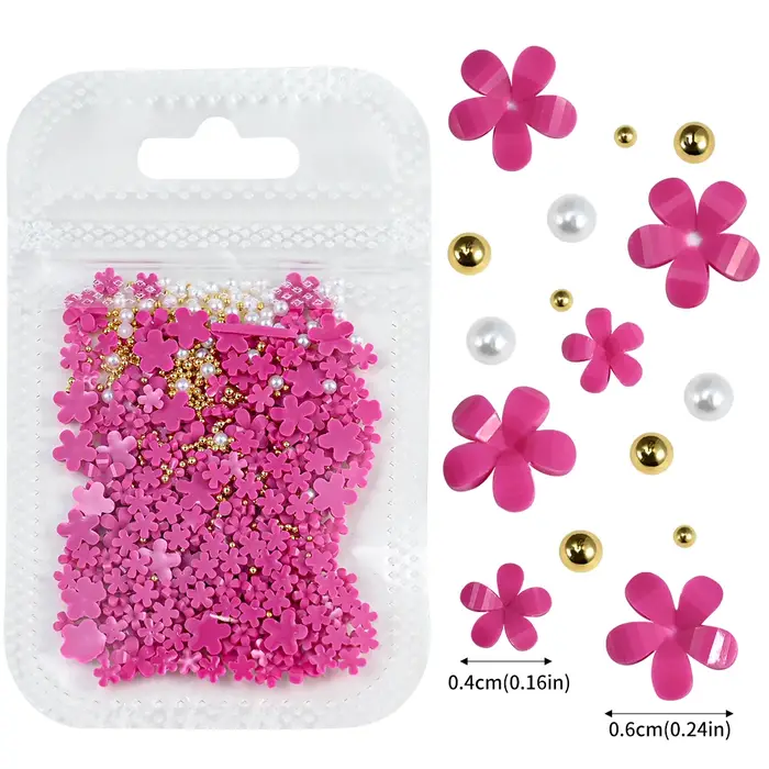 Décorations pour ongles en forme de fleur acrylique blanche 3D