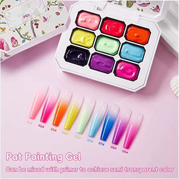 Palette de Gel UV/LED 9 Couleurs pour Peinture à l'Huile et Vernis à Ongles