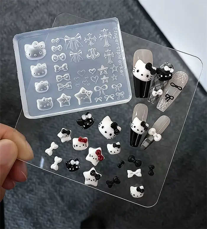 Moules 3D en Silicone pour Nail Art, dessin animé mignon Sanrio Hello Kitty Kuromi, modèle pour la f