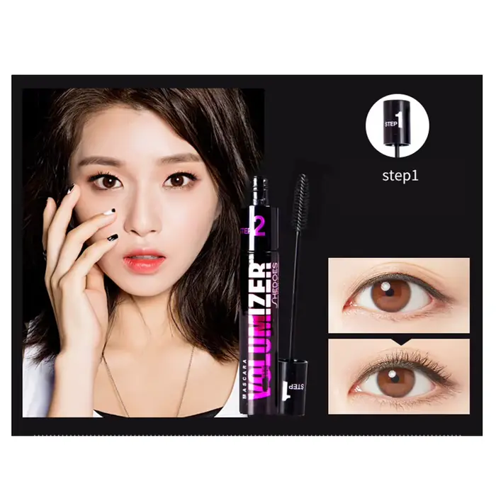 Mascara 2 en 1 Long et épais, brosse en Gel de silice, allonge le Volume, imperméable, durable, beauté des yeux, cosmétiques
