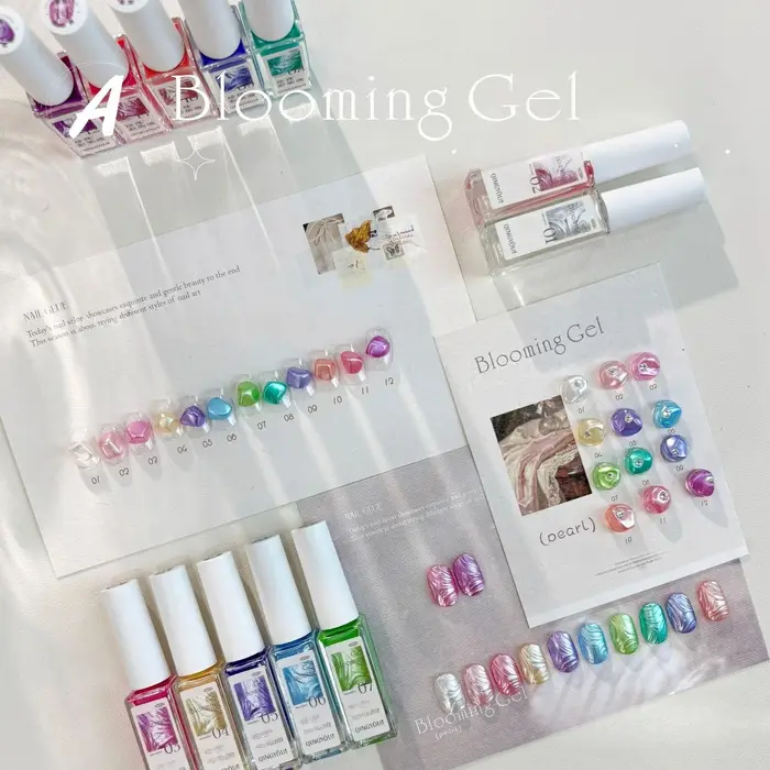 12 Couleurs d'Encres Marbrées Effet Perle pour Ongles, Encre Aquarelle, Gel Dégradé Semi-Permanent, Vernis Gel UV à Dissoudre