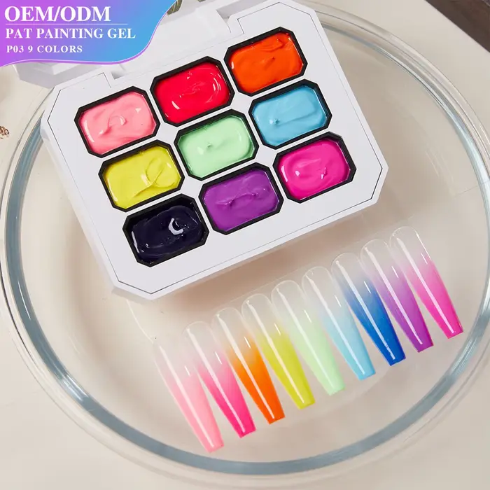 Palette de Gel UV/LED 9 Couleurs pour Peinture à l'Huile et Vernis à Ongles