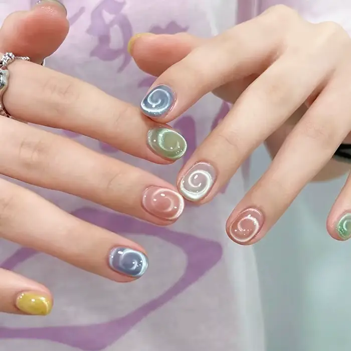 Nouveau stylo magnétique pour ongles œil de chat fantaisie, Vortex 3D/perle de verre/lune/ondulation