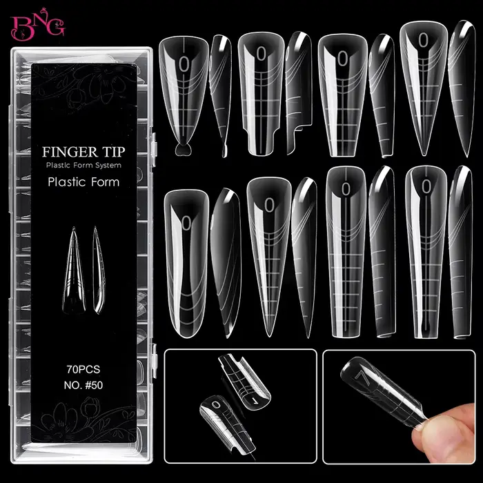 BNG 70/140 pièces griffe de chat ongles incurvés double formes pour Extension acrylique réutilisable couverture