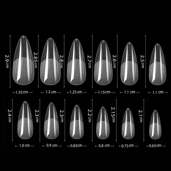 600 faux ongles en amande, 12 tailles différentes de capsules d'ongles en gel souple, capsules d'ongles pré-polies semi-mates à couverture complète, kit de capsules d'ongles en gel acrylique, ongles à