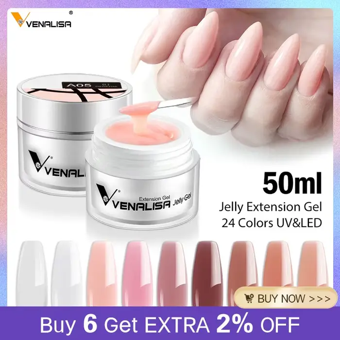 Gel de construction UV transparent Venalisa 50ml sans TPO pour extension d'ongles
