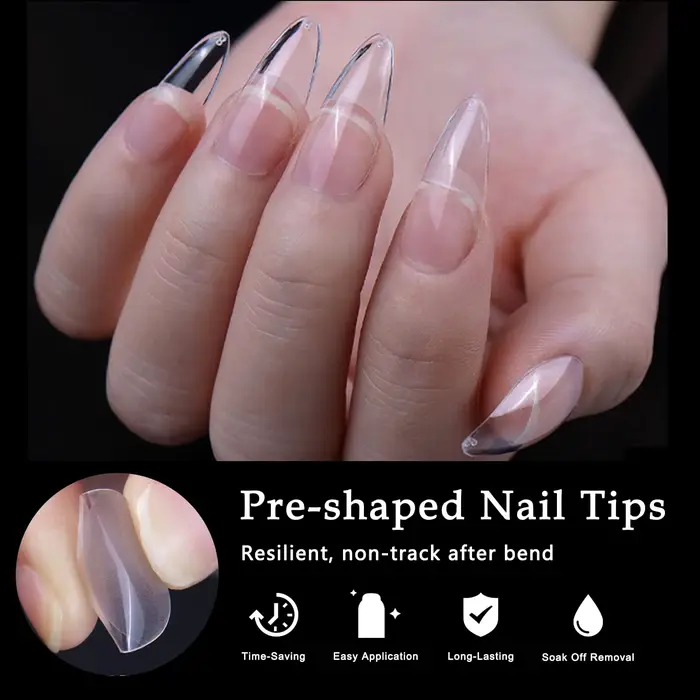 600 faux ongles en forme d'amande de taille moyenne