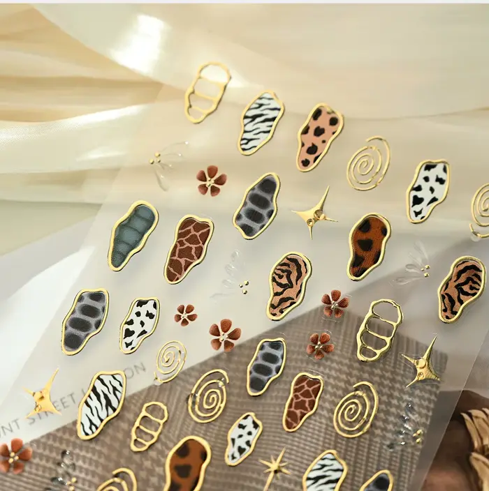 Autocollants pour ongles à motif animal rétro