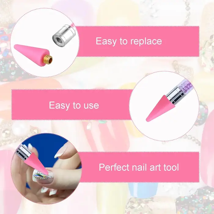 PINCEF-Stylo de pointage pour ongles, 12 pièces, pointe de remplacement, biscuits, outil pour ramass