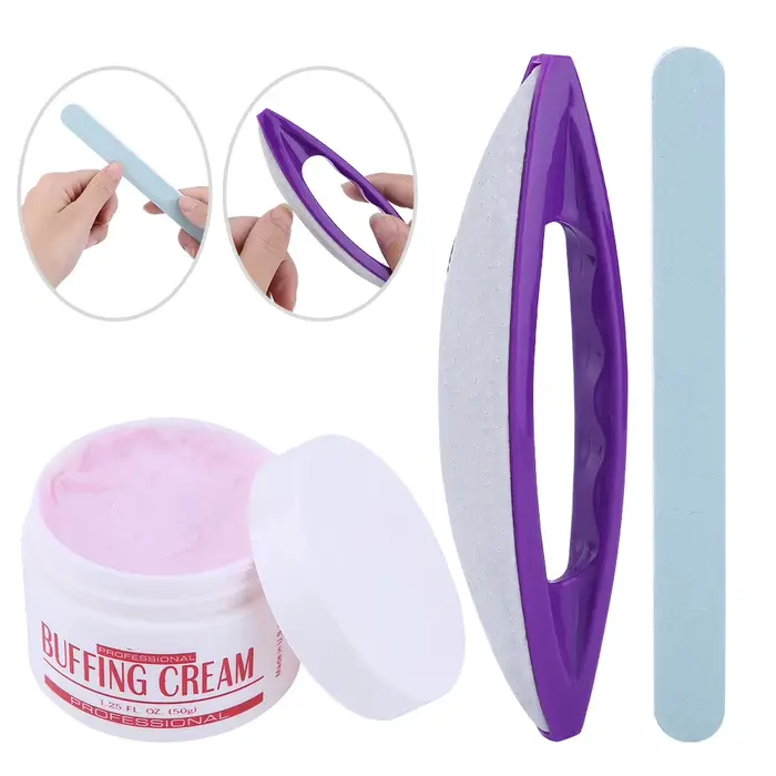 3 pièces conseils de manucure colle Nail Art crème de polissage brosse à ongles tampon vernis + band