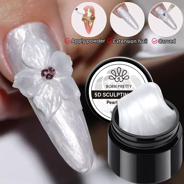 BORN PRETTY Gel Sculptant 5D Blanc Nacré 5g – Gel Solide pour Sculpture