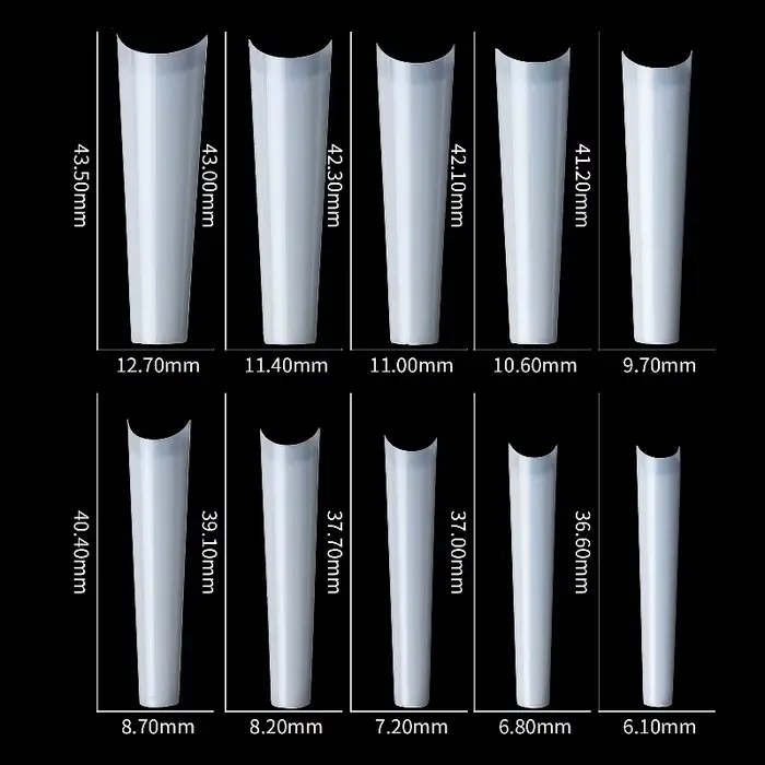 500 pièces XXL Longues capsules d'ongles artificiels en acrylique, courbe C, transparentes, naturell