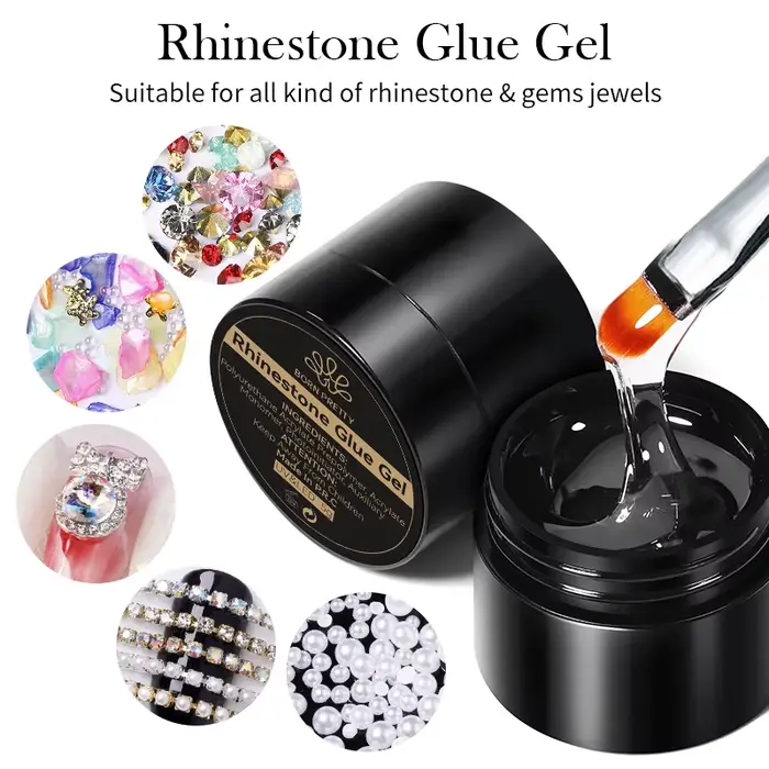 BORN PRETTY strass colle Gel miroir poudre à ongles avec brosse de revêtement d'ongle UV LED Transparent adhésif