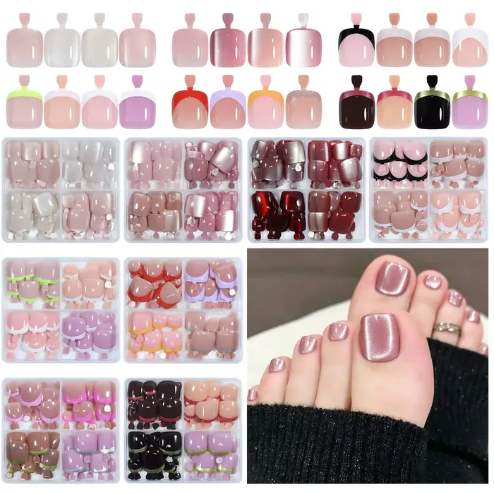 Lot de 96 faux ongles à presser pour les orteils
