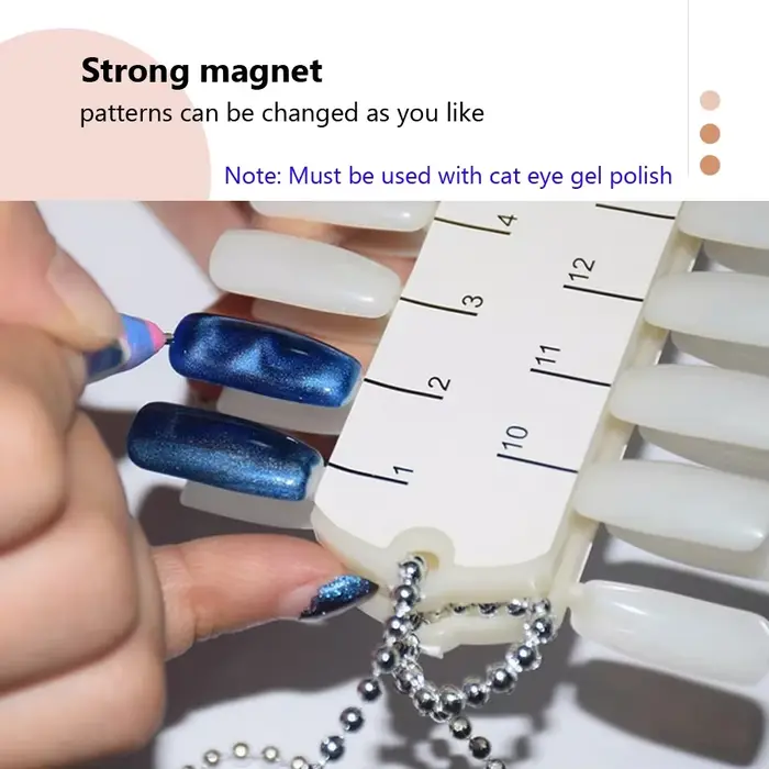 Ensemble de 11 outils d'art des ongles, tige magnétique œil de chat, aimant puissant adapté au polis