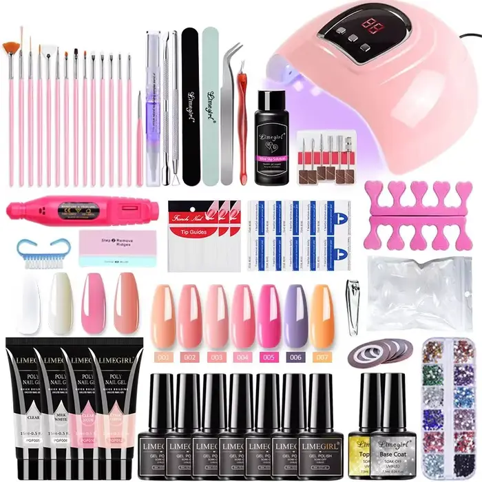 Kit de Verhéritage à Ongles Gel Acrylique N64.Set avec Lampe UV LED, Sèche-Ongles, Perceuse à Ongles