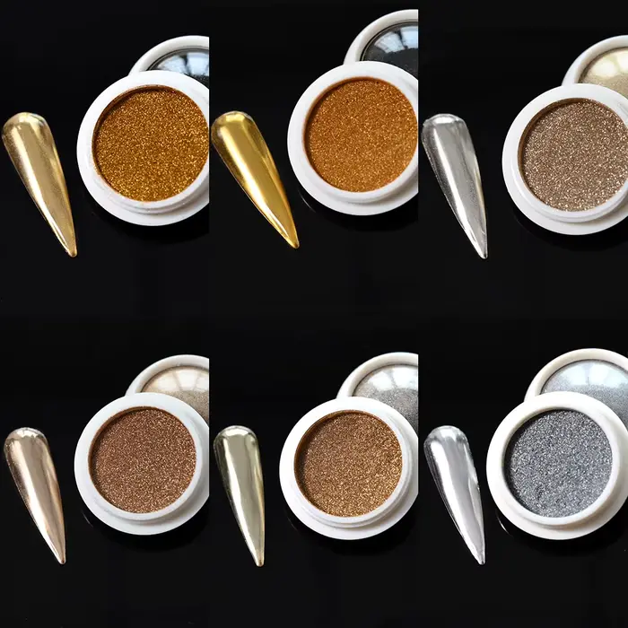 6 couleurs/ensemble miroir métallique Chrome poudre à ongles holographique caméléon paillettes manuc