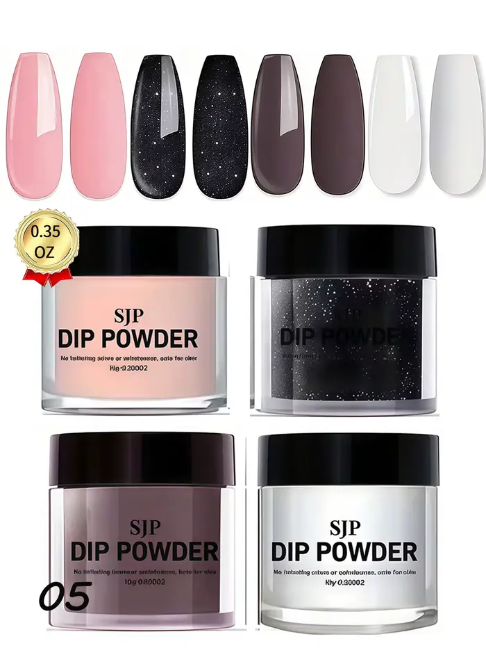 Kit de poudre à tremper pour ongles, 4 pièces, 0.335 fl.Oz/chaque, poudre à tremper avec 4 couleurs 
