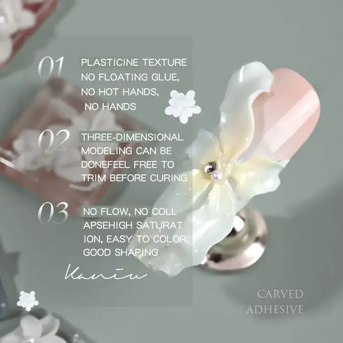 5ml 3D fleur Gel antiadhésif sculpture colle perle blanc Satin Nail Art bricolage