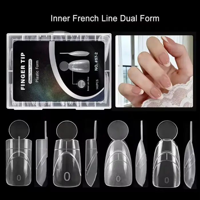 140 pièces de formes à ongles françaises à surface mate avec ligne française intérieure