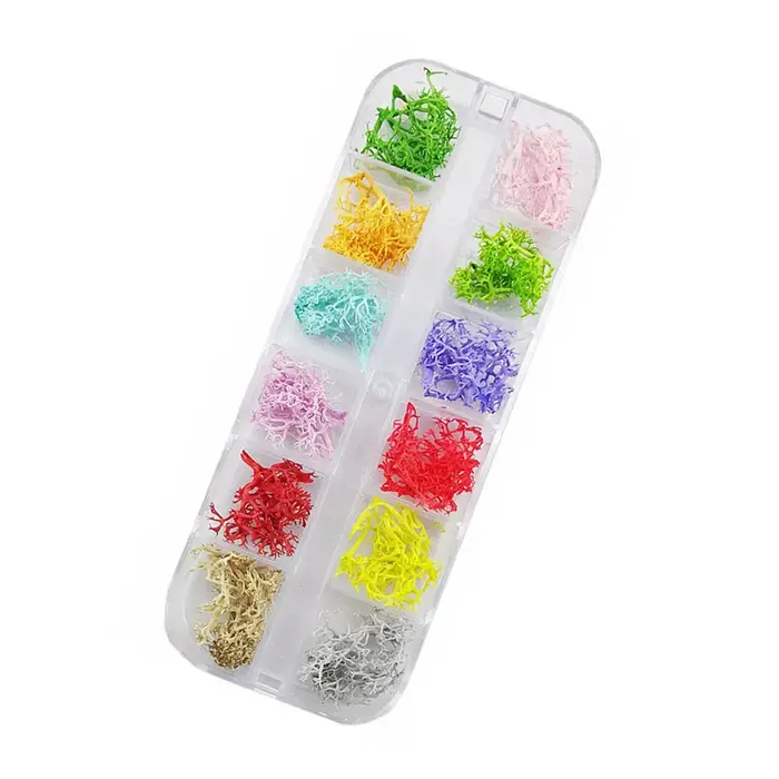Arbre de corail-fleurs sèches ornement d'ongle 12 parties accessoire de fleur de corail néon fait à la main Mini