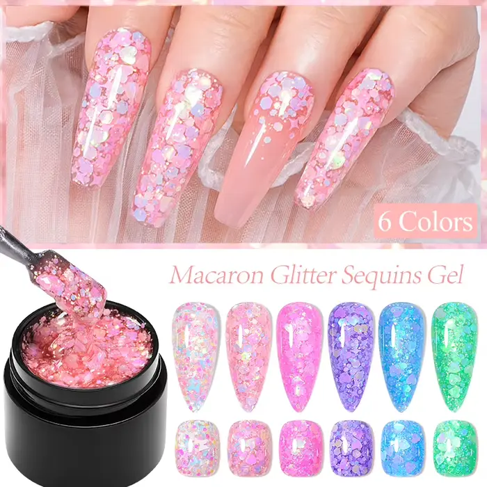 Vernis à ongles Gel à paillettes Macaron